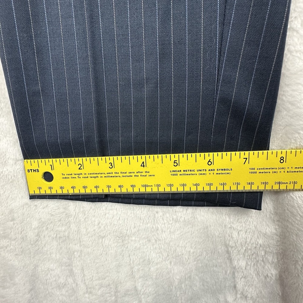 Joseph Abboud Dark Blue Navy Pinstripe Flat Front Wool Mens Dress Pants 32x26.5‎ - Picture 7 of 12